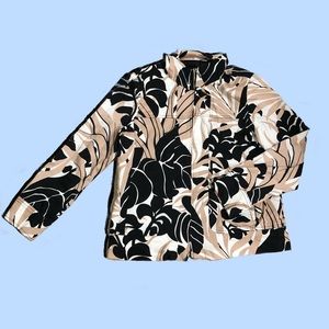 Large Leaf Design Jacket with Shoulder Pads